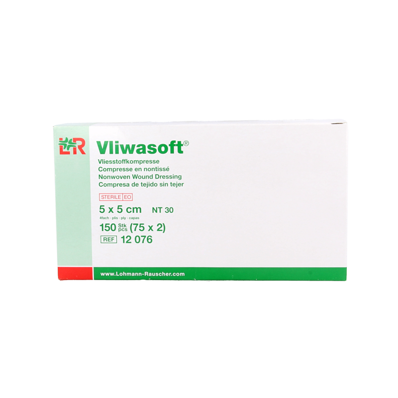 Vliwasoft Vlieskompres 5 x 5cm 4-laags 75 x 2 stuks 150 Stuks
