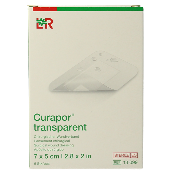 Curapor Transparant 7 x 5cm steriel 5.00 Stuks