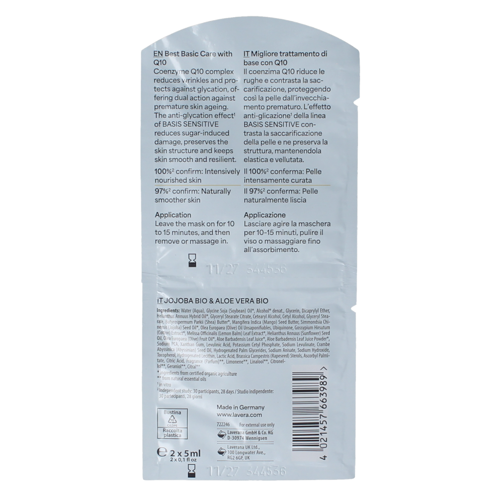 Lavera Basis sensitive Q10 mask 2x5ml 10.00 Milliliter