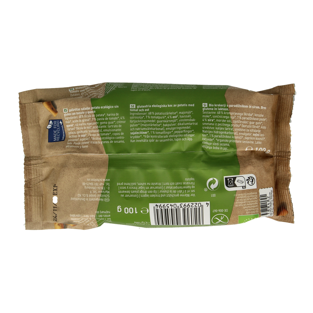 Schnitzer Grissini tomate glutenvrij bio 100.00 Gram