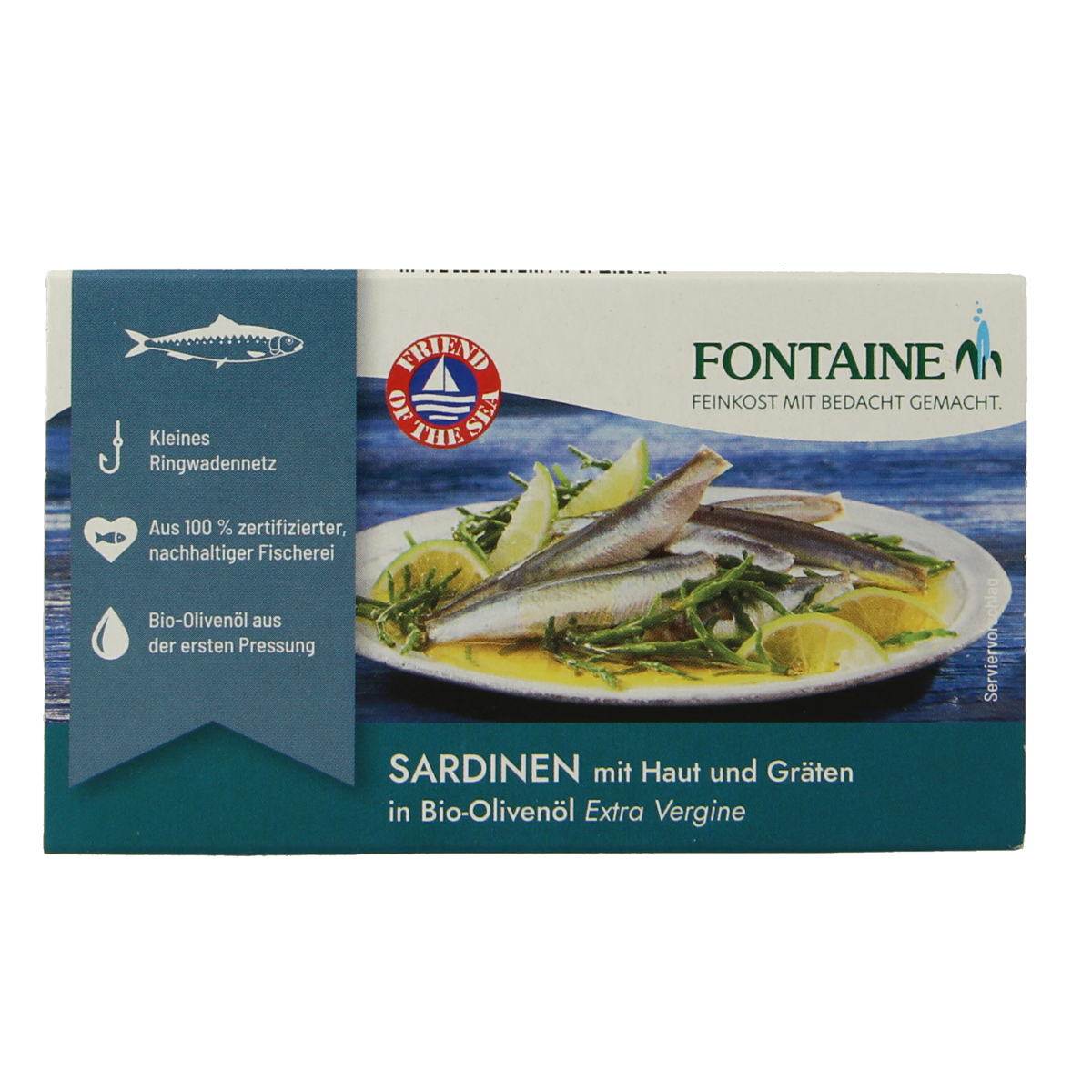 Fontaine Sardines met huid en graat 120.00 Gram