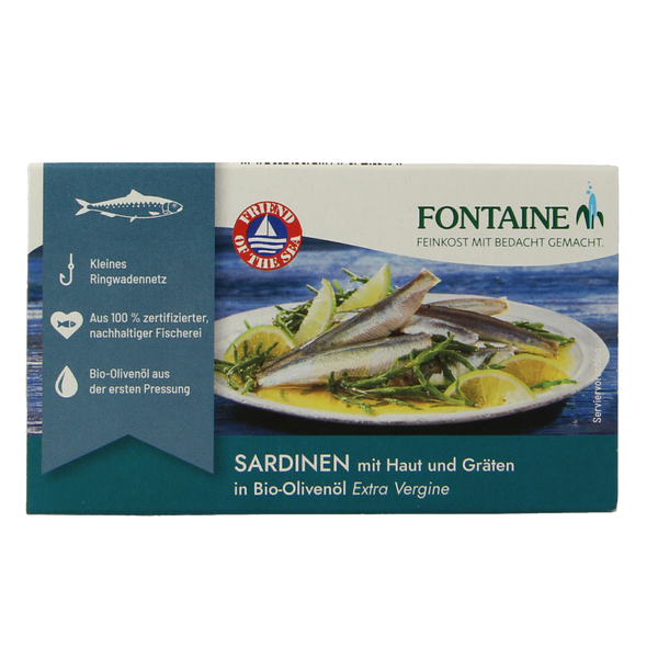 Fontaine Sardines met huid en graat 120.00 Gram