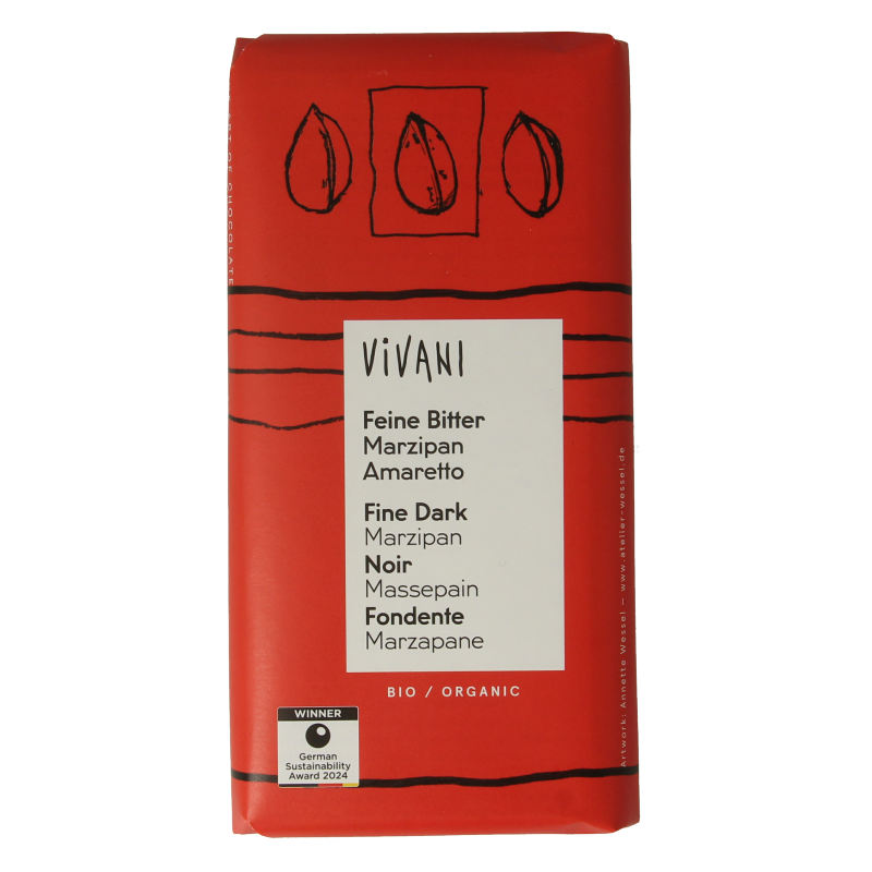 Vivani Chocolade puur met marsepein & amaretto bio 100 Gram