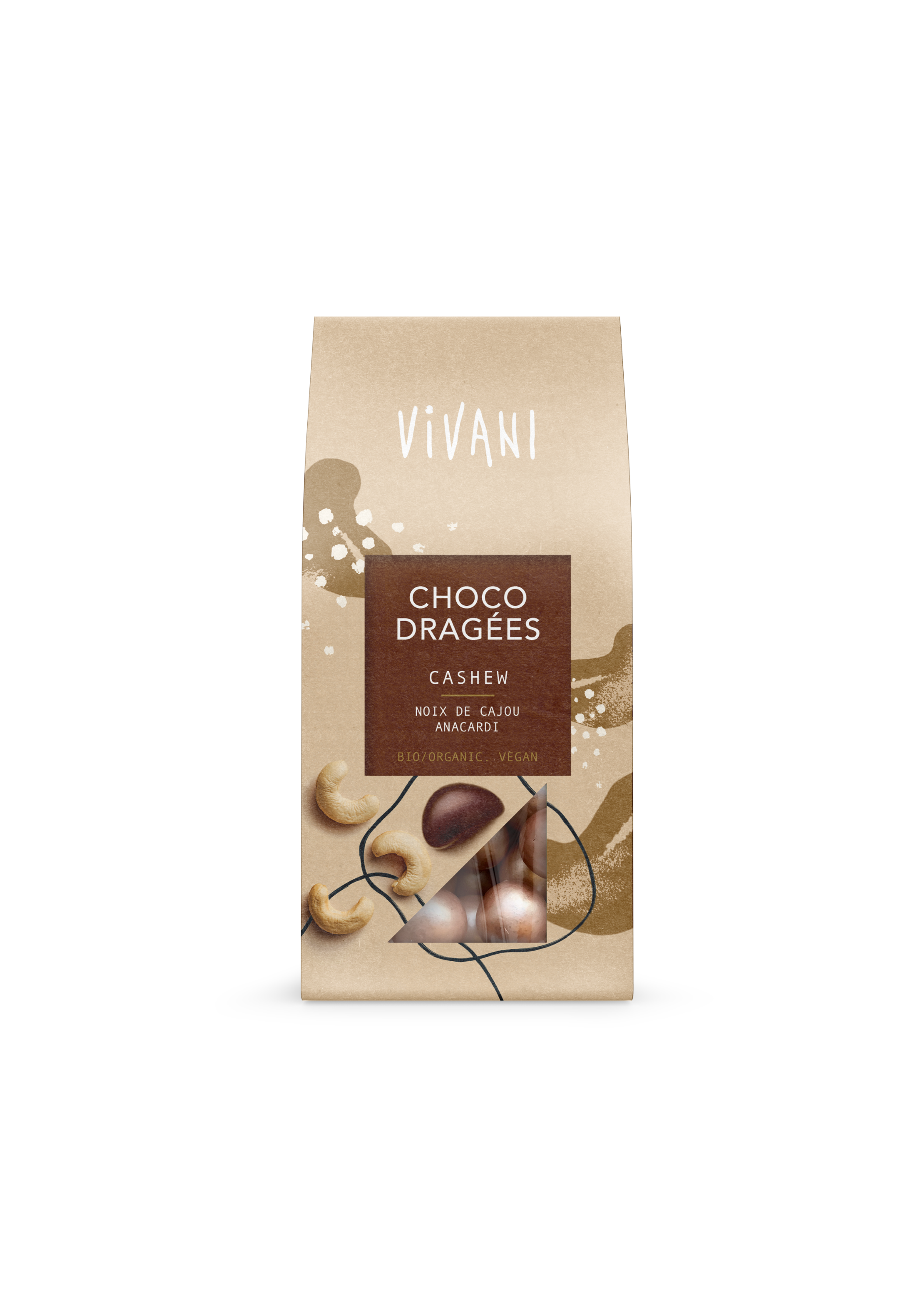 Vivani Choco dragees cashew bio 75.00 Gram