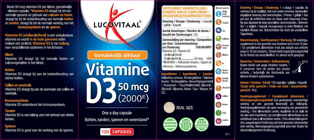 Lucovitaal D3 50mcg 2000IE Vitamine 120.00 Softgels