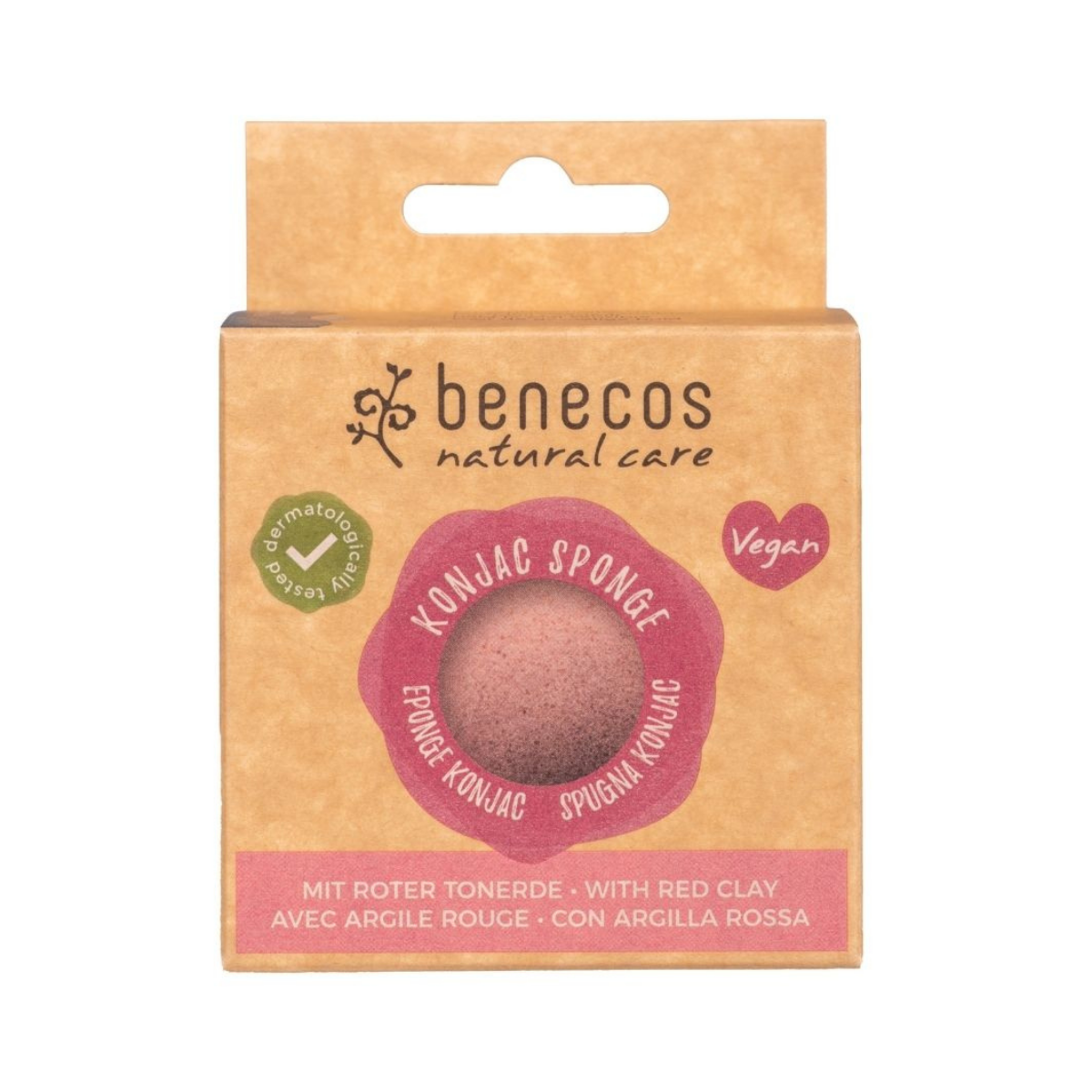 Benecos natural beauty Natural konjac sponge - red clay 1 Stuks