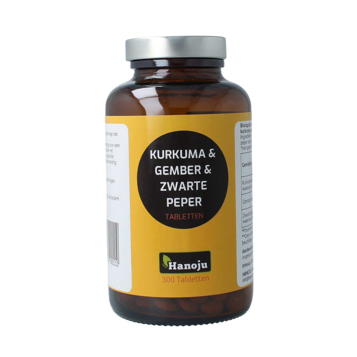 Hanoju Kurkuma + gember + piperine 500mg 300.00 Tabletten