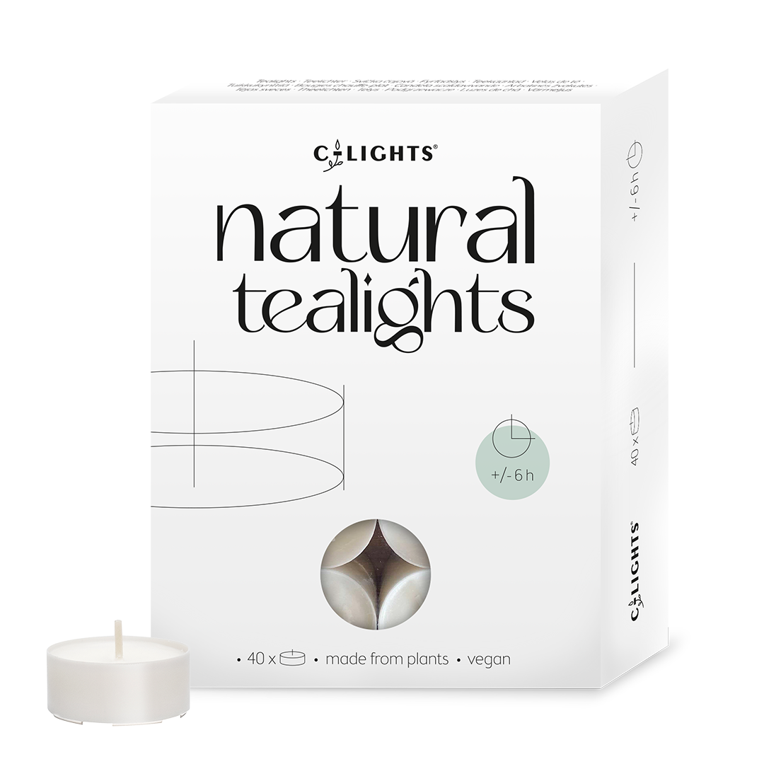 C-lights  Natuurlijke theelichtjes 6 branduren 40 Stuks