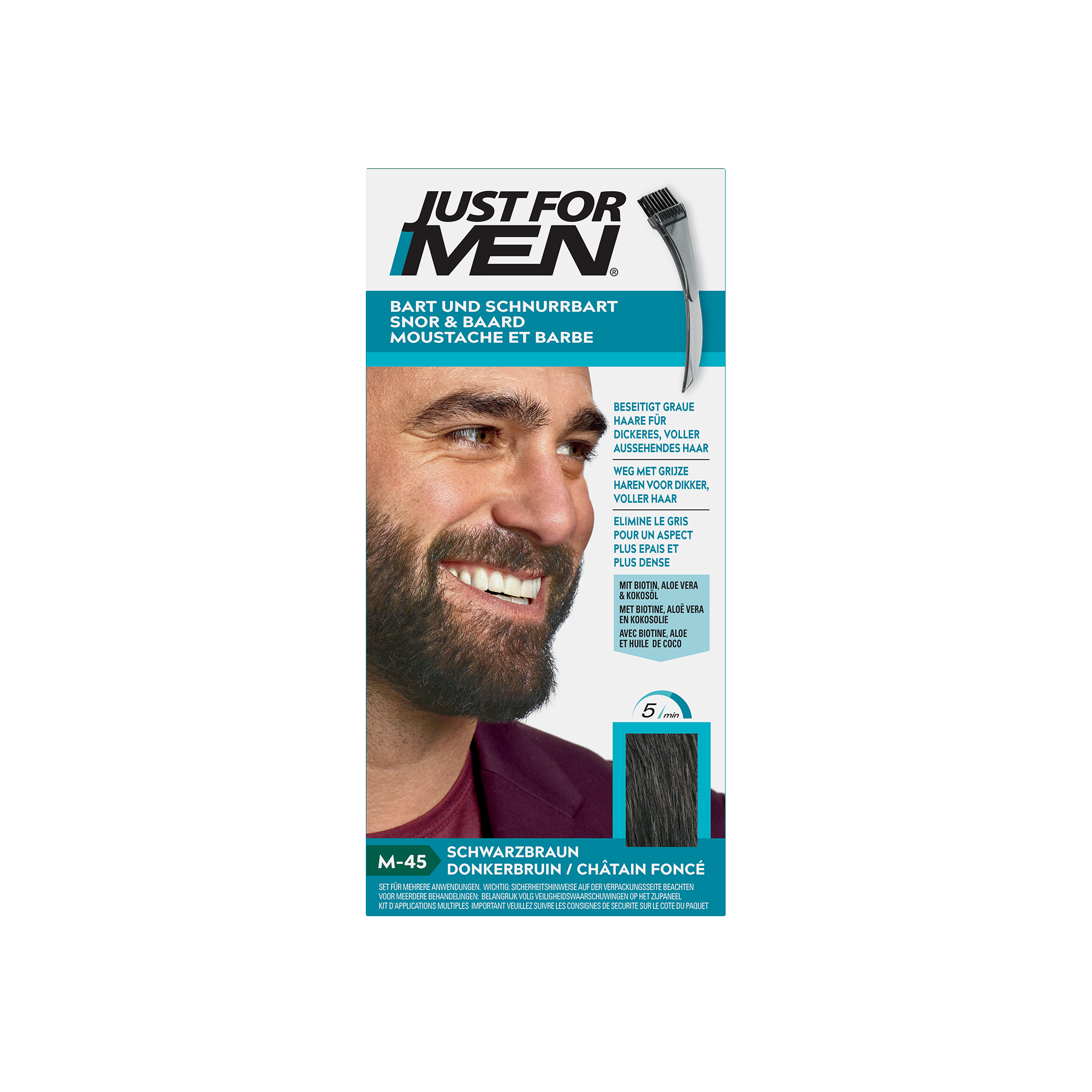 Just For Men Snor & baard donkerbruin M45 24 Gram