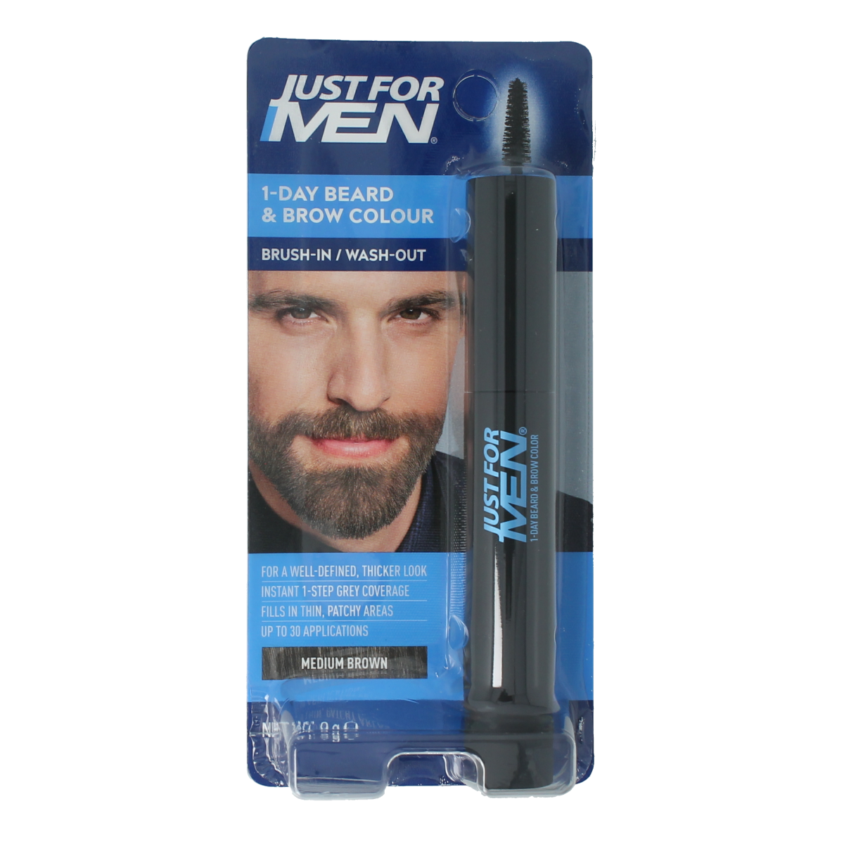 Just For Men Baard / wenkbrauw midden bruin 9.00 Milliliter