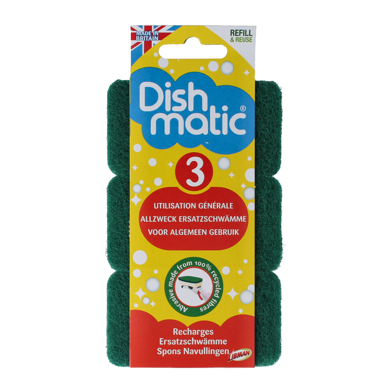 Dishmatic  Navulspons grof  3 Stuks
