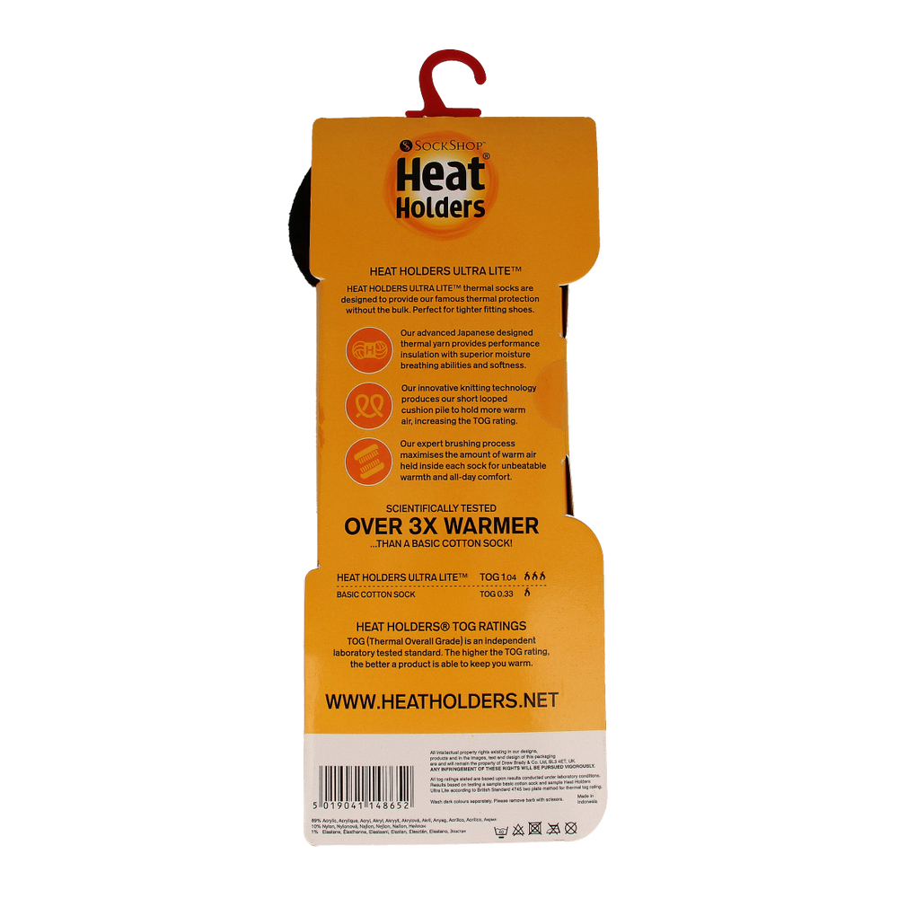Heat Holders Mens sock ultra lite maat 6-11 black 1.00 Paar