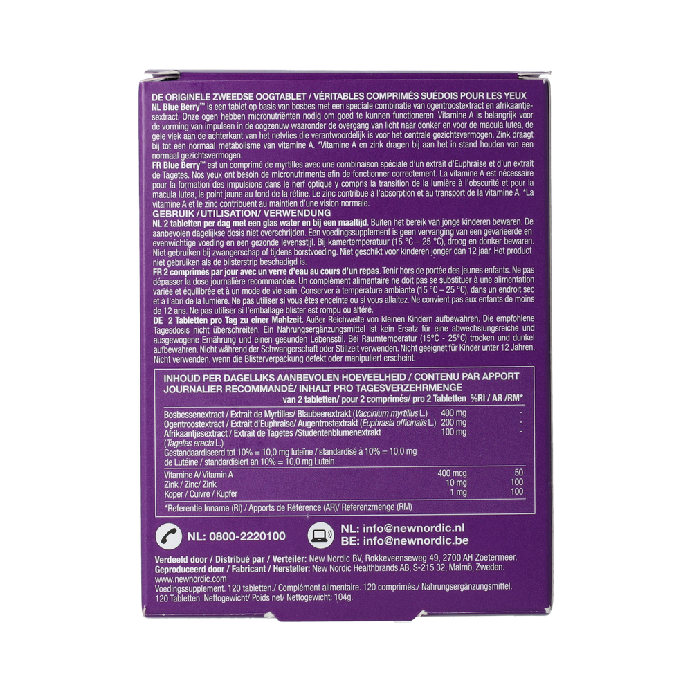 New Nordic Blue berry eyebright 120.00 Tabletten