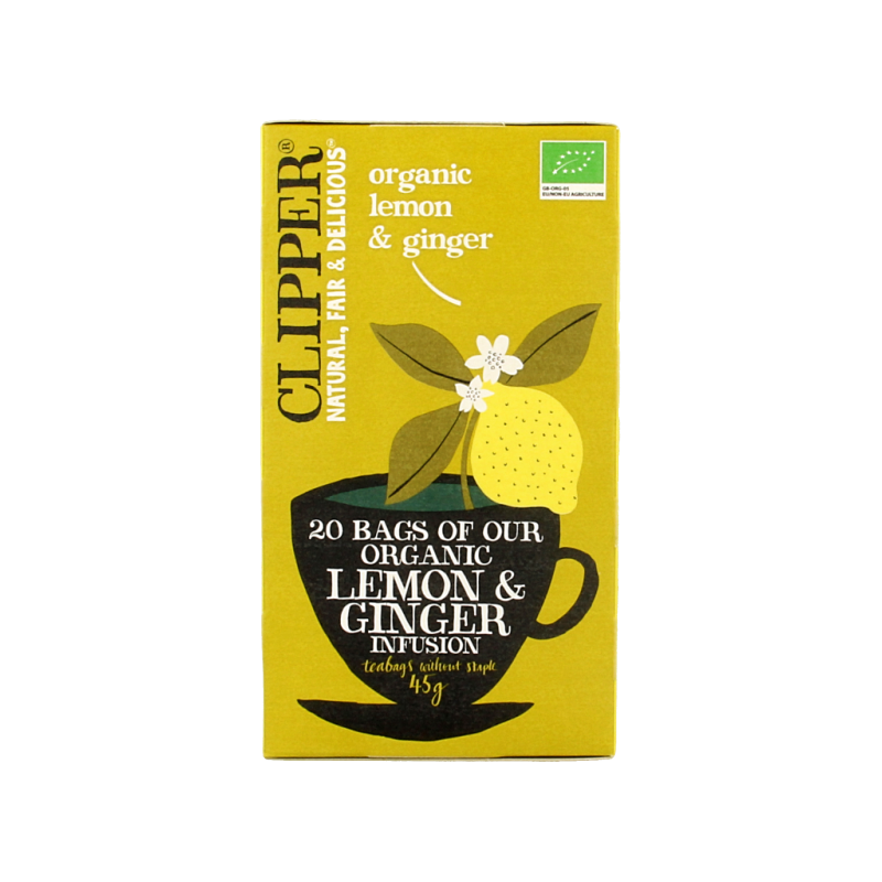 Clipper Lemon & ginger tea bio 20 Zakjes