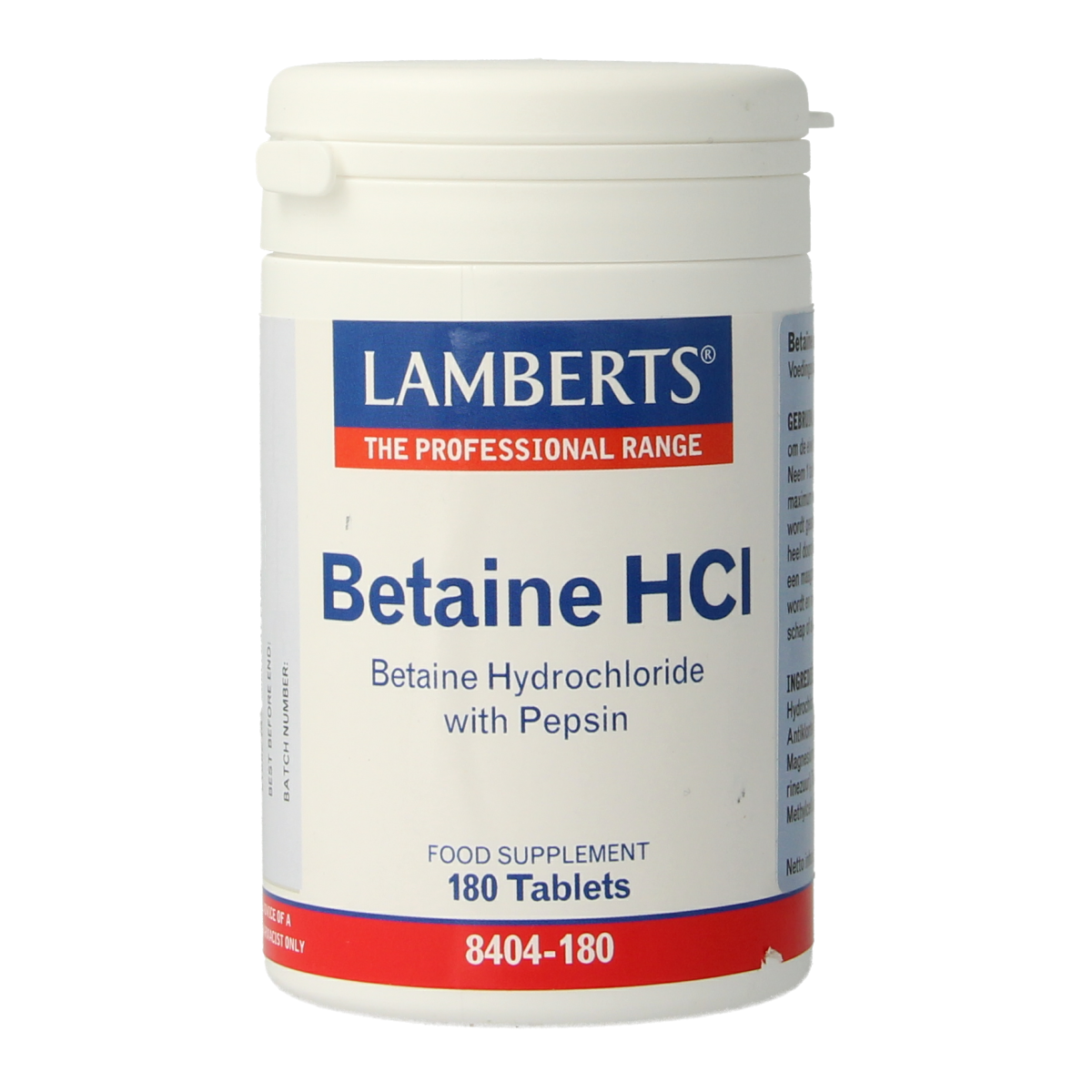Lamberts Betaine HCL 324mg/Pepsine 5mg 180.00 Tabletten