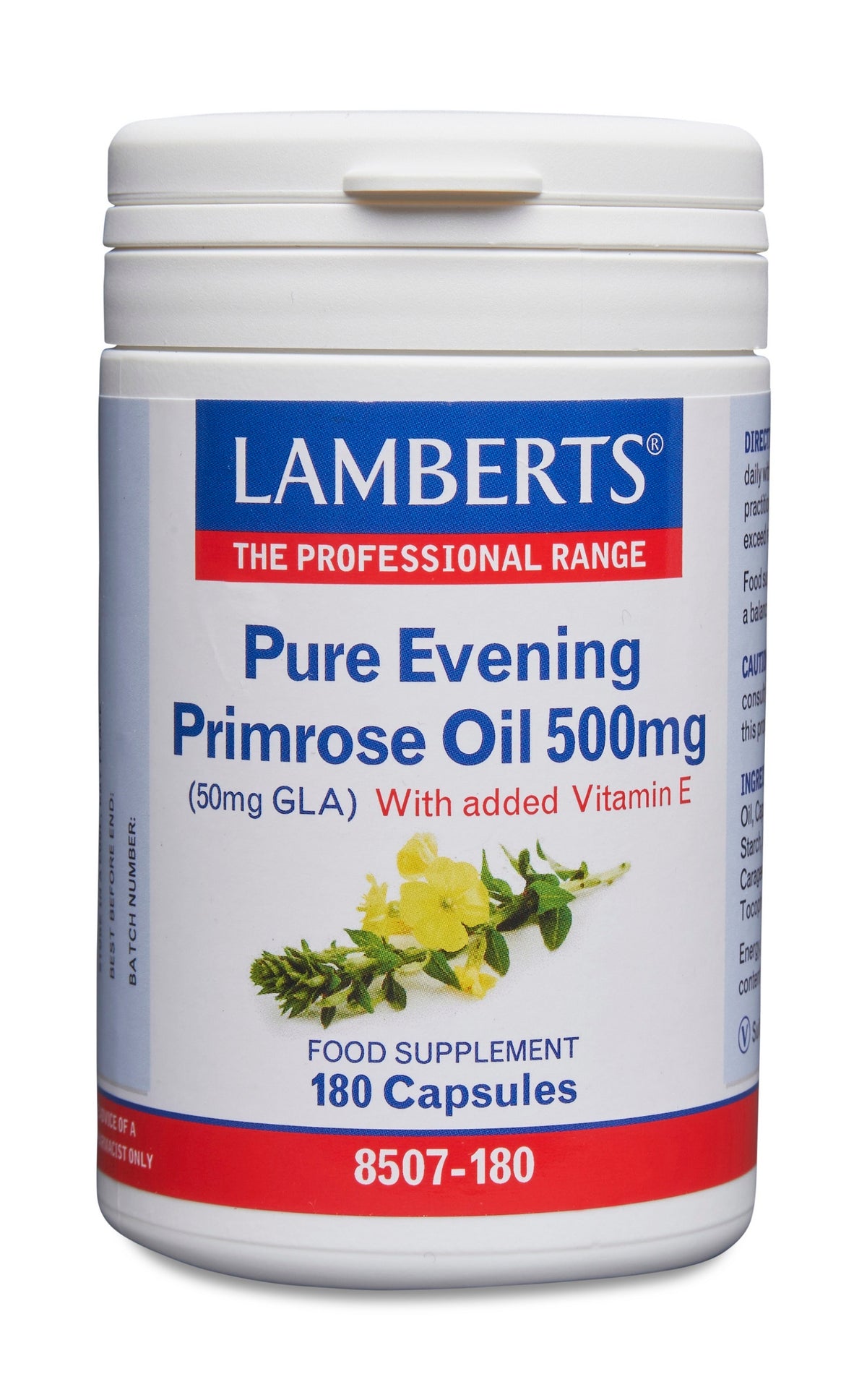 Lamberts Teunisbloemolie 500mg (pure evening primrose oil) 180.00 Vegetarische capsules