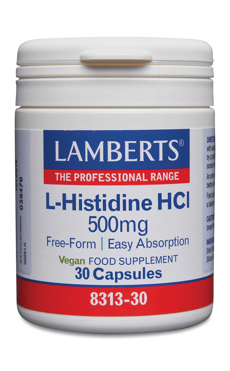 Lamberts L-Histidine 500mg 30.00 Capsules