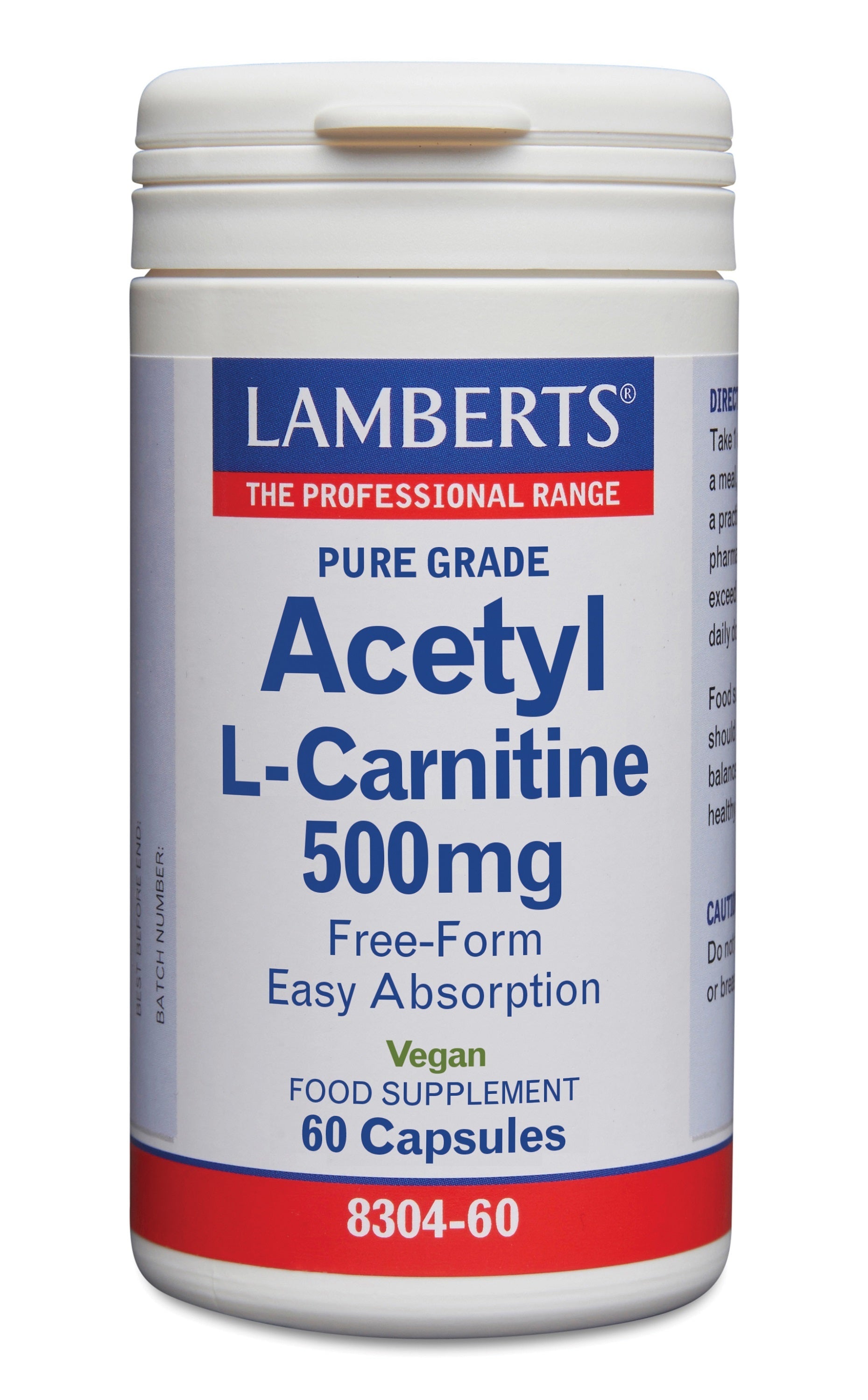 Lamberts Acetyl-L-Carnitine 500mg 60 Capsules
