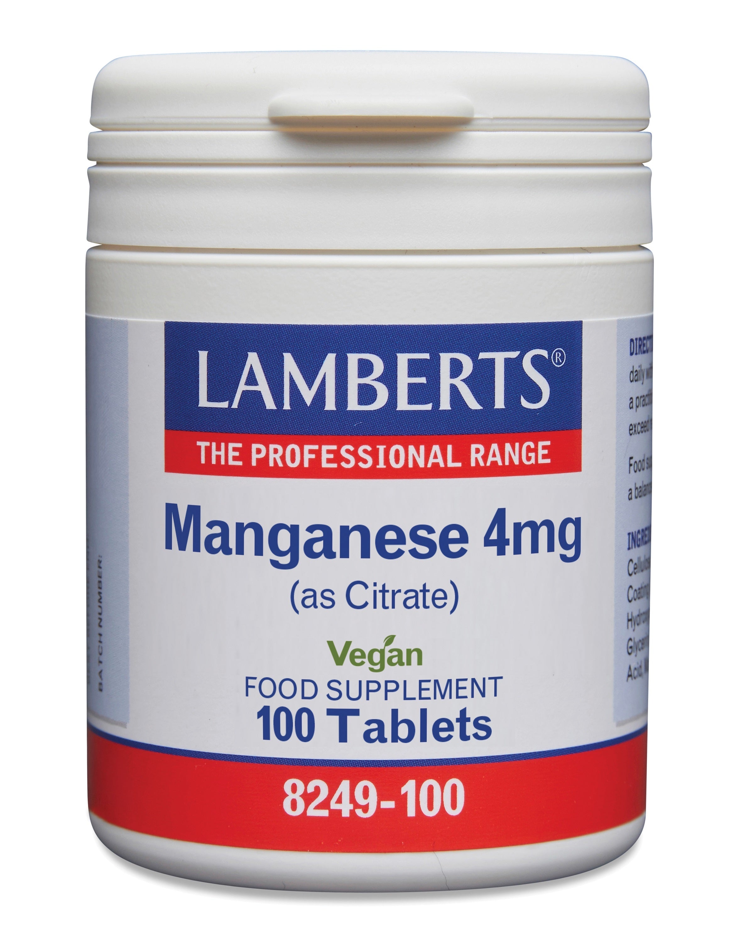 Lamberts Mangaan (manganese) 4mg 100 Tabletten