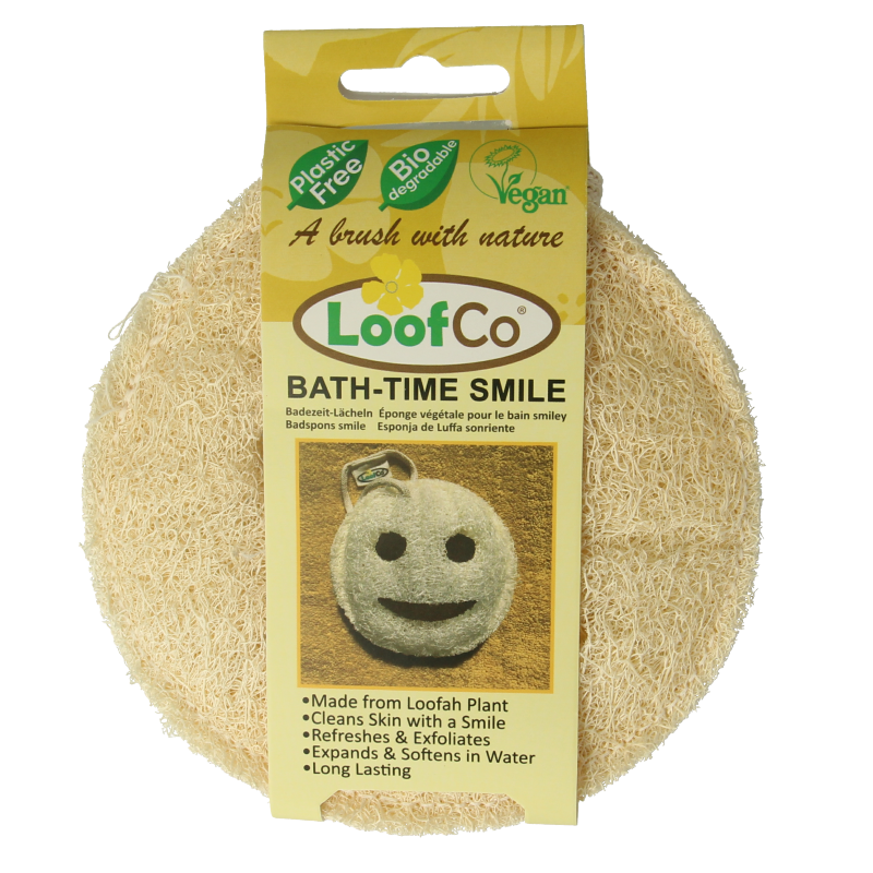 Loofco Douche en bad spons smiley bio 1 Stuks