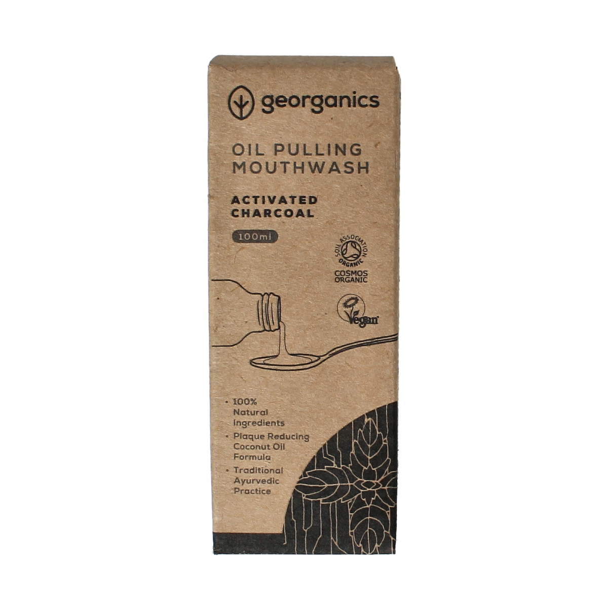 Georganics Mouthwater oilpulling activated charcoal 100.00 Milliliter