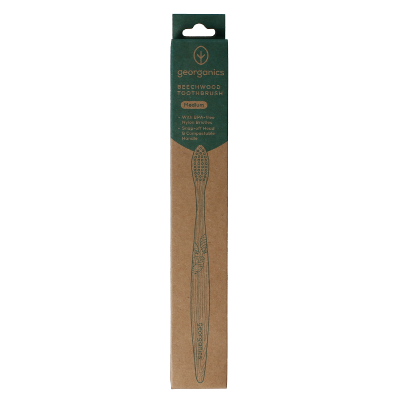 Georganics Toothbrush medium beechwood 1 Stuks