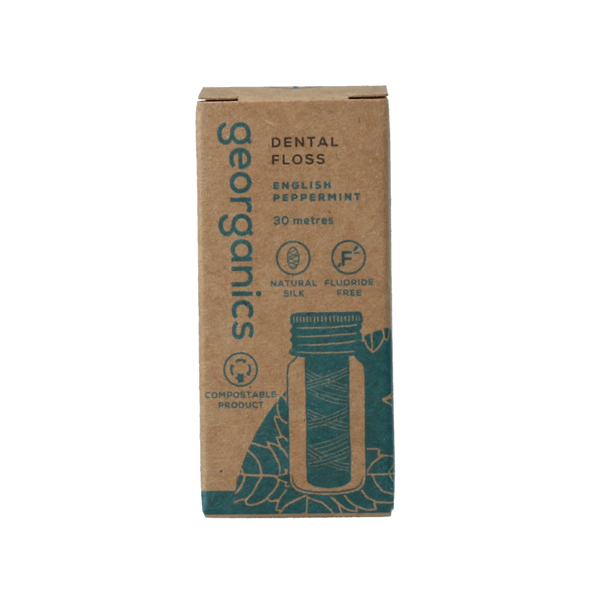 Georganics Dental floss english peppermint 30 meter 1.00 Stuks