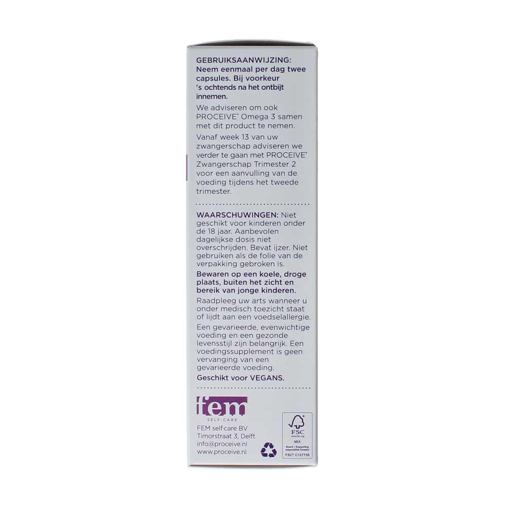 Proceive Kinderwens trimester 1 60.00 Capsules