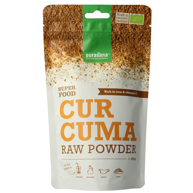 Purasana Curcuma poeder vegan bio 200 Gram