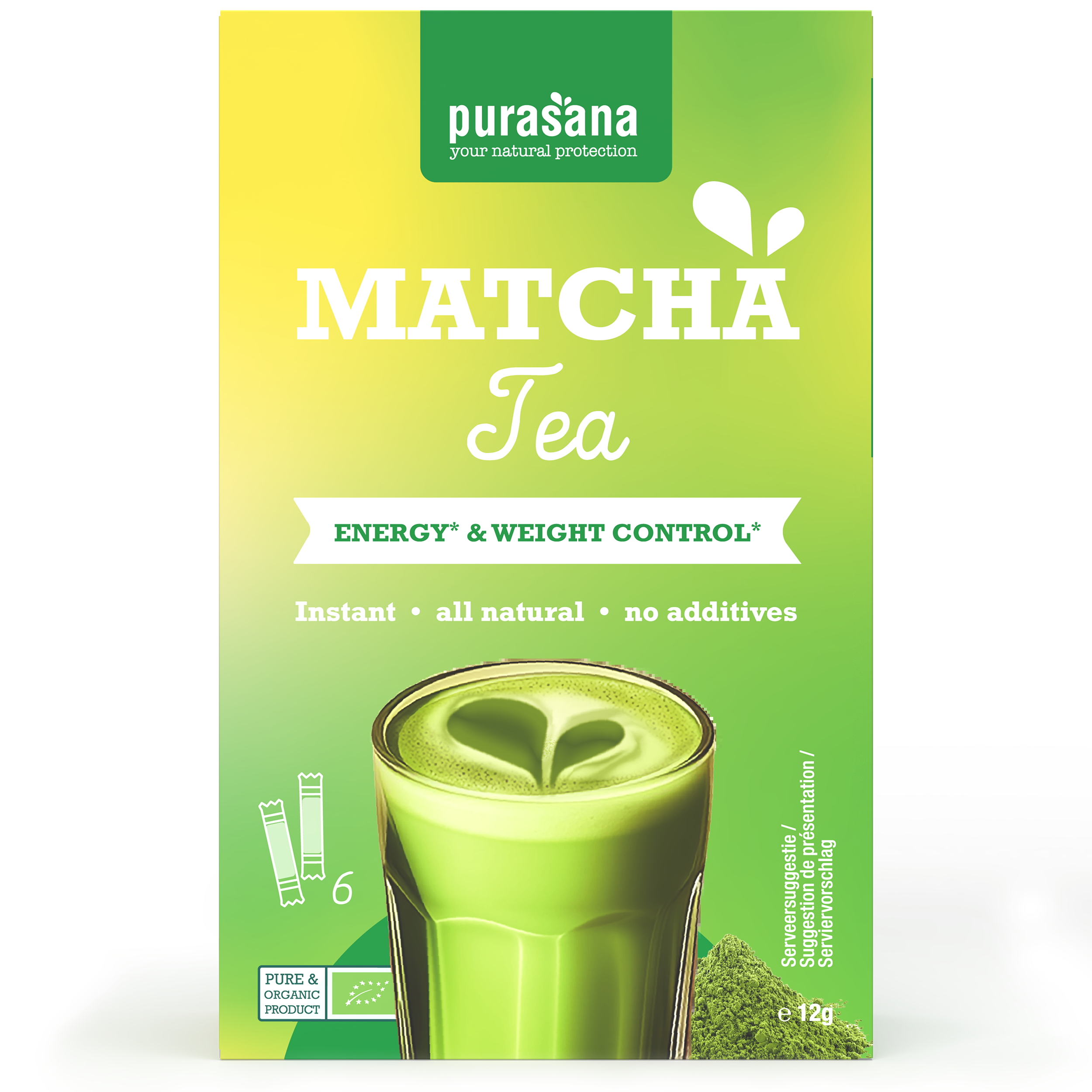 Purasana Instant matcha groene thee bio 12.00 Gram