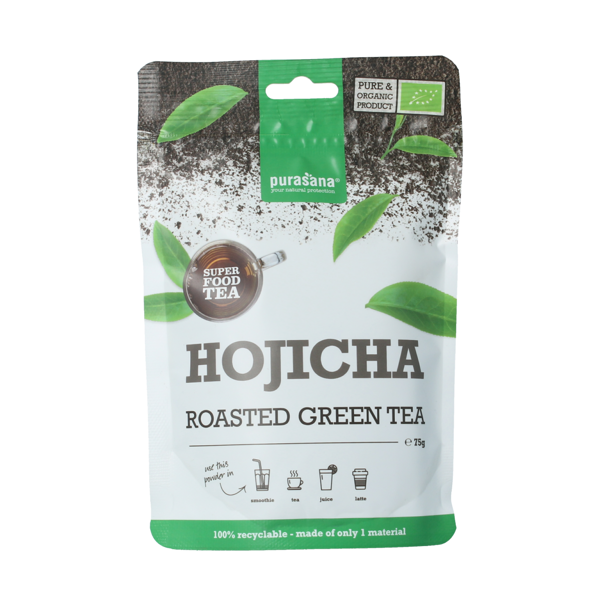 Purasana Hojicha thee poeder vegan bio 75.00 Gram