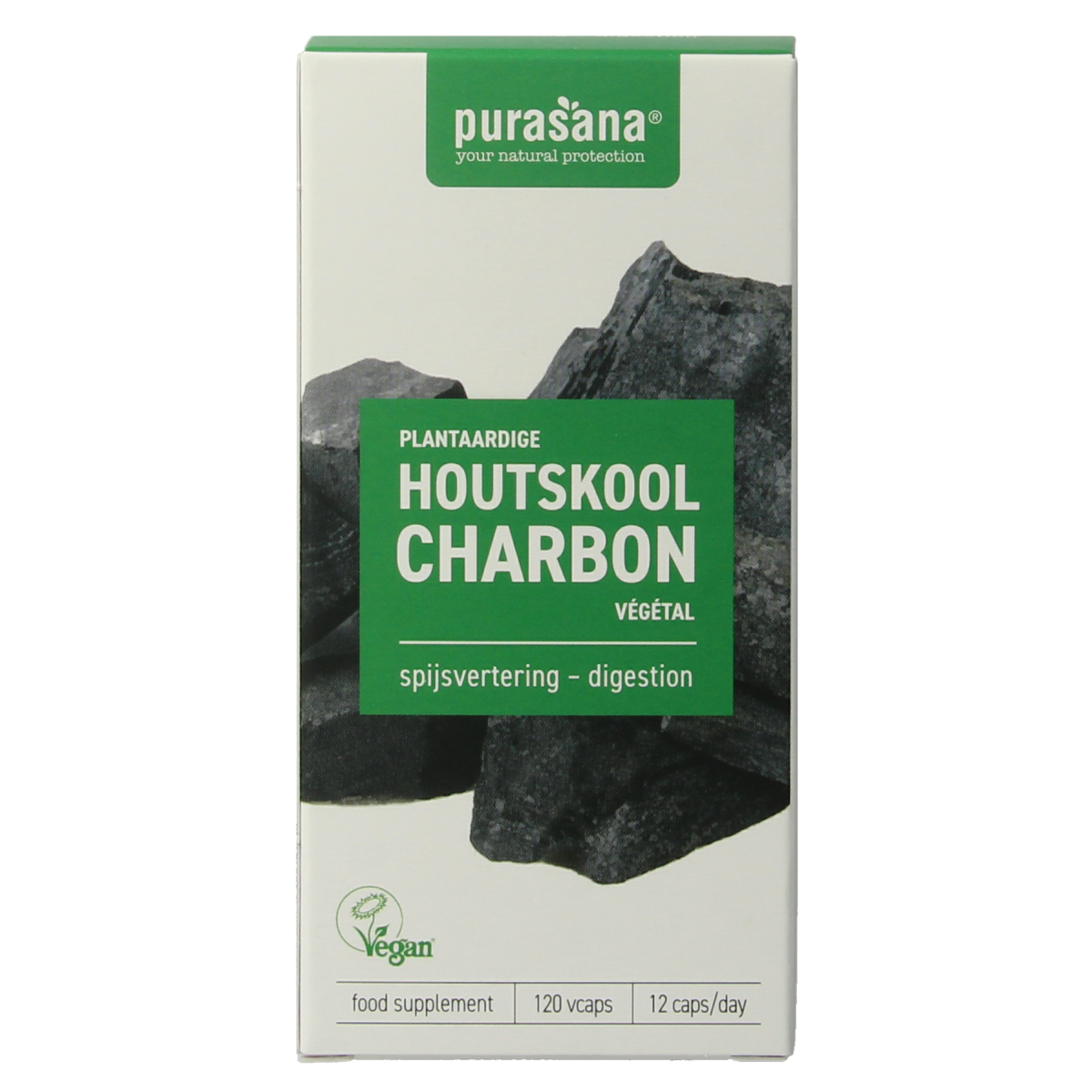 Purasana Plantaardige houtskool vegan 120.00 Vegetarische capsules