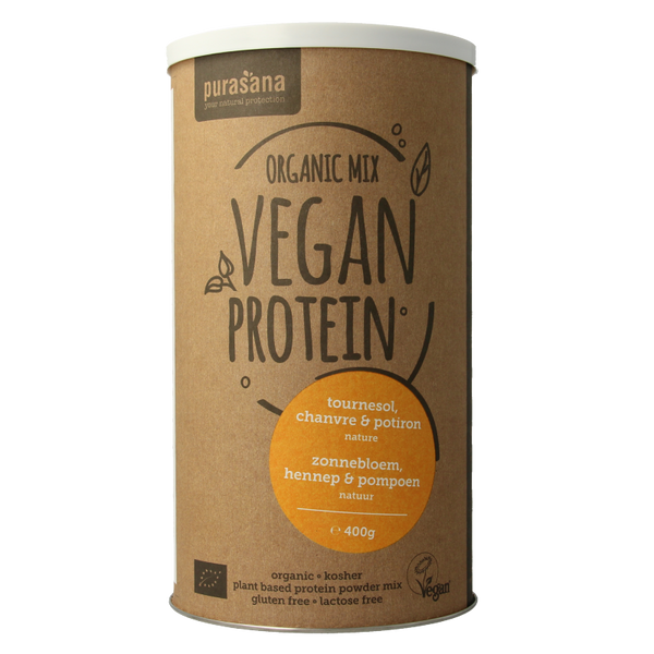 Purasana Proteine zonnebloem hennep pompoen vegan bio 400 Gram