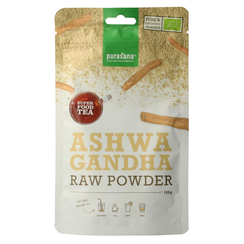 Purasana Ashwagandha poeder vegan bio 100 Gram