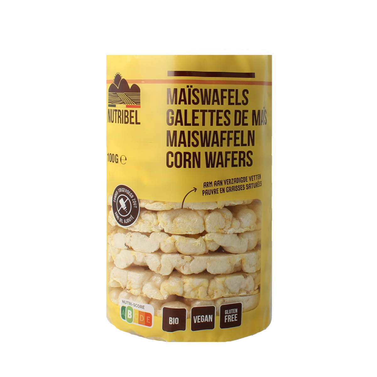 Nutribel Maiswafels zonder zout glutenvrij bio 100.00 Gram