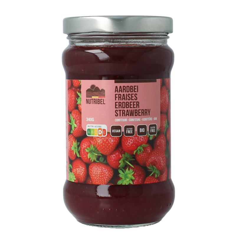 Nutribel Aardbeien confituur bio 340 Gram
