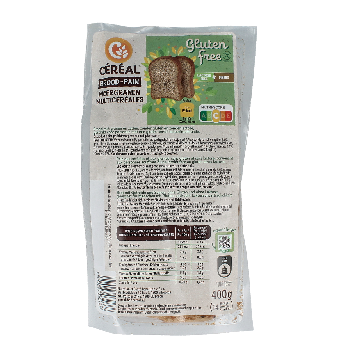 Cereal Brood meergranen 400.00 Gram