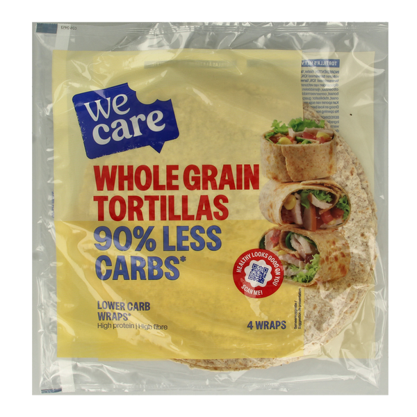 WeCare Lower kcal/carb whole grain tortillas 160.00 Gram