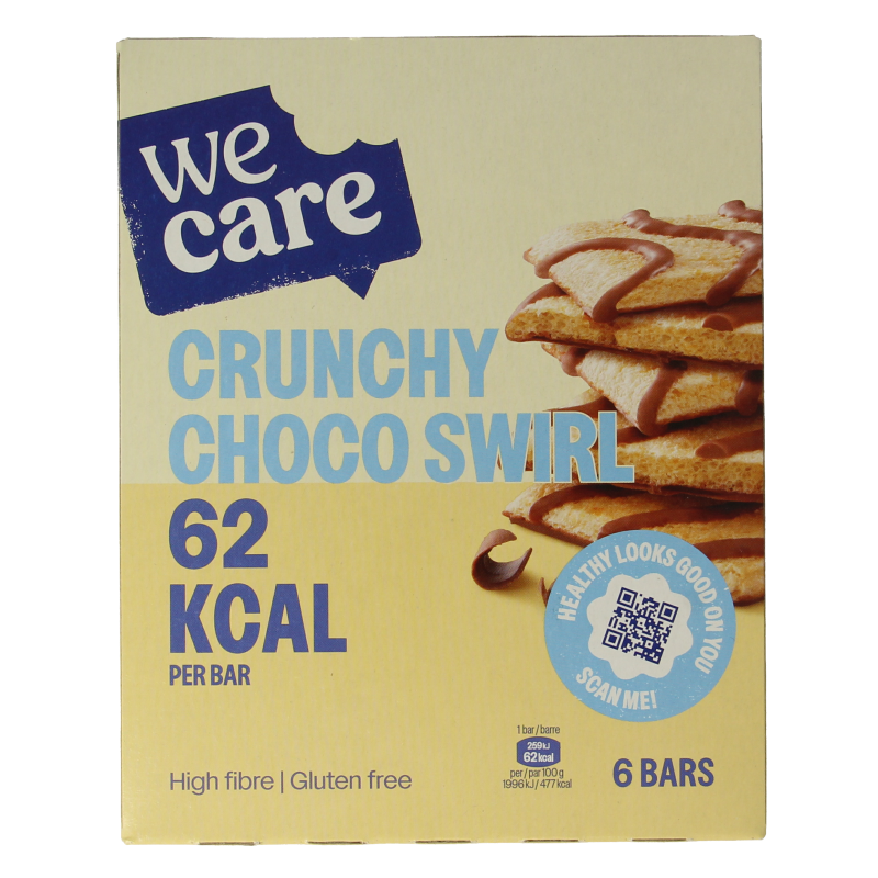 WeCare Lower kcal/carb bars crunchy choco swirl 78 Gram