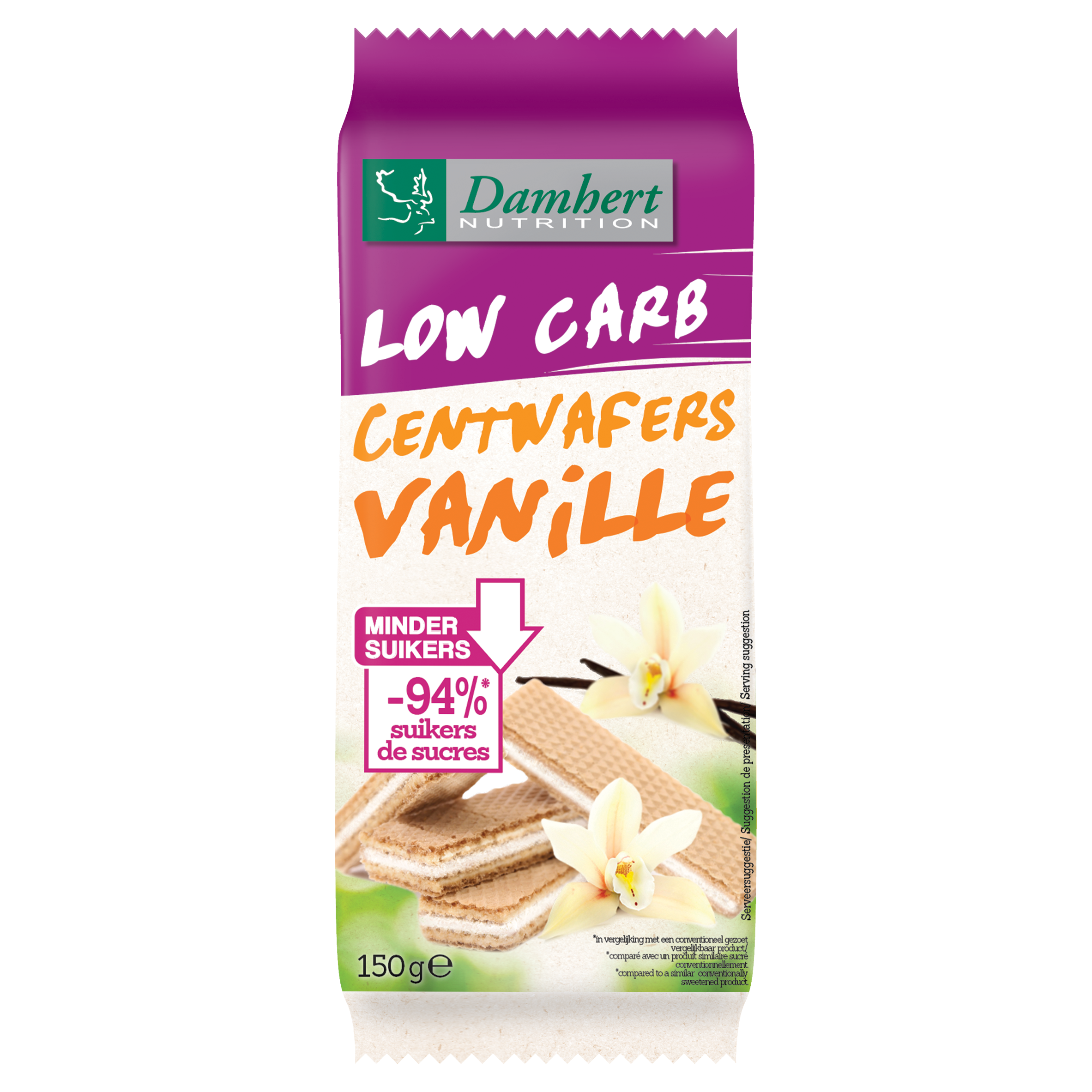 Damhert Centwafers vanille low carb 150 Gram