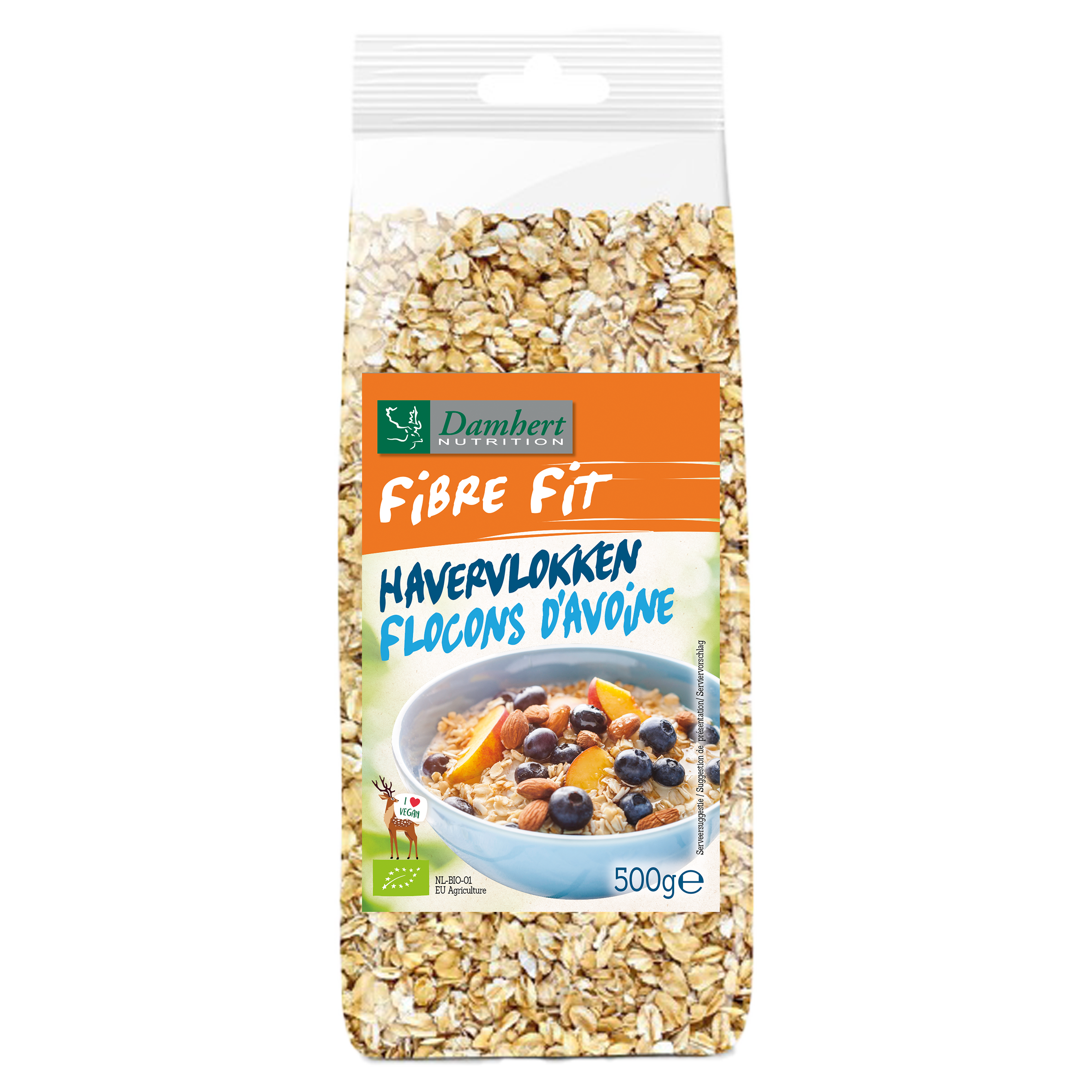 Damhert Fibre fit havervlokken bio 500.00 Gram