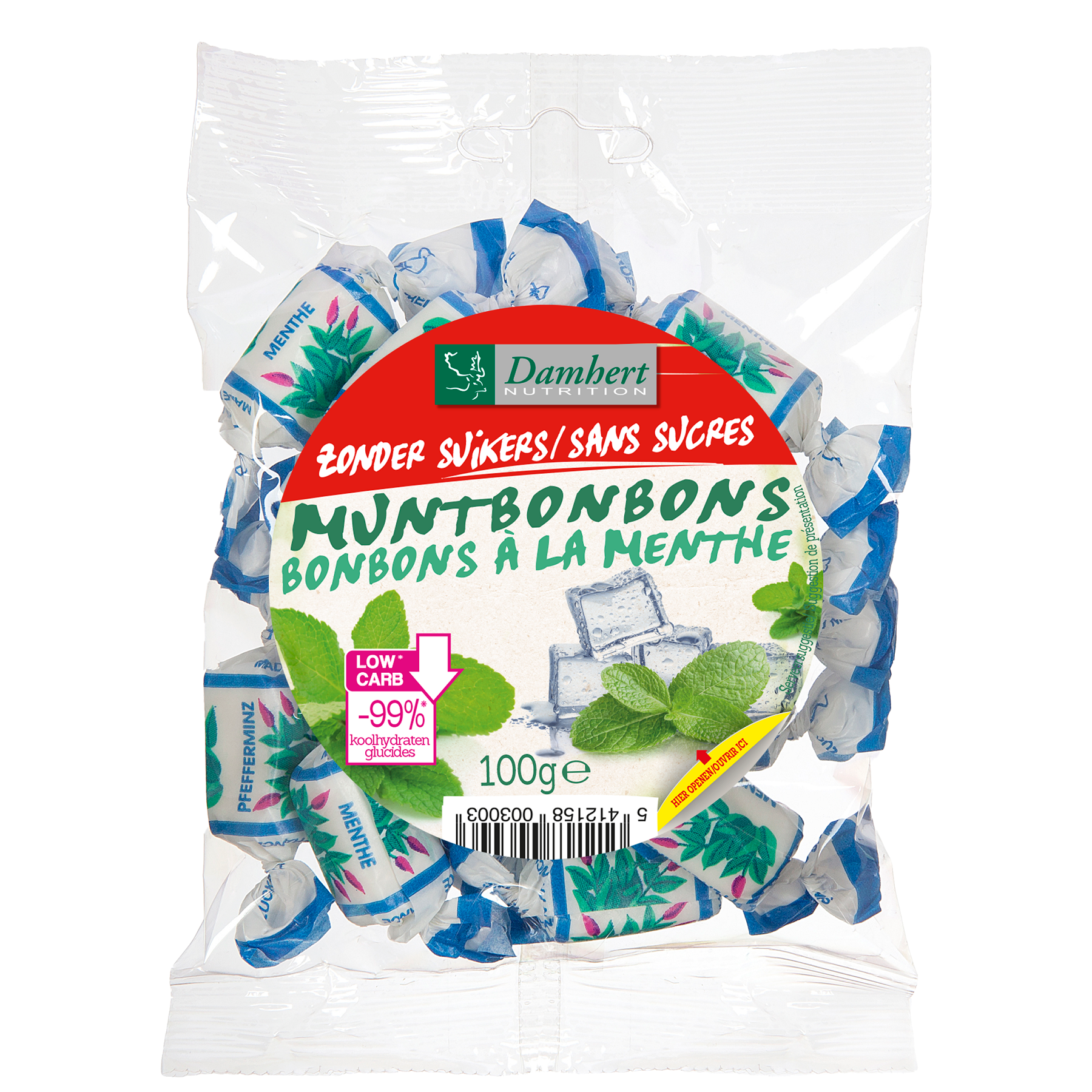 Damhert Muntbonbons zonder suiker 100.00 Gram
