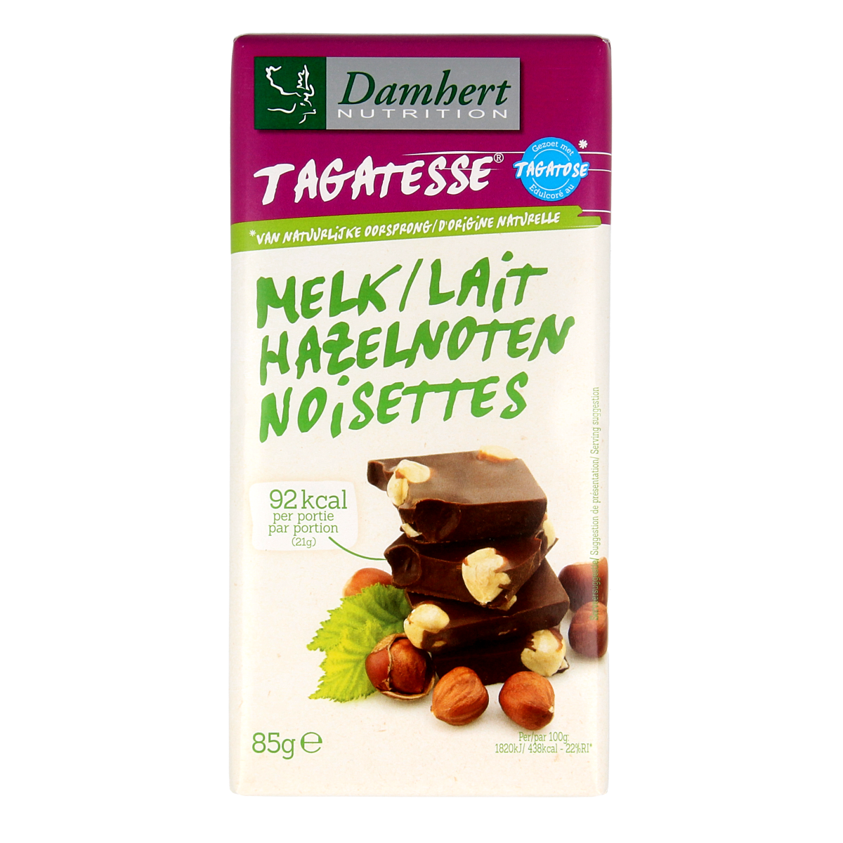 Damhert Chocoladetablet noten minder suikers 85.00 Gram