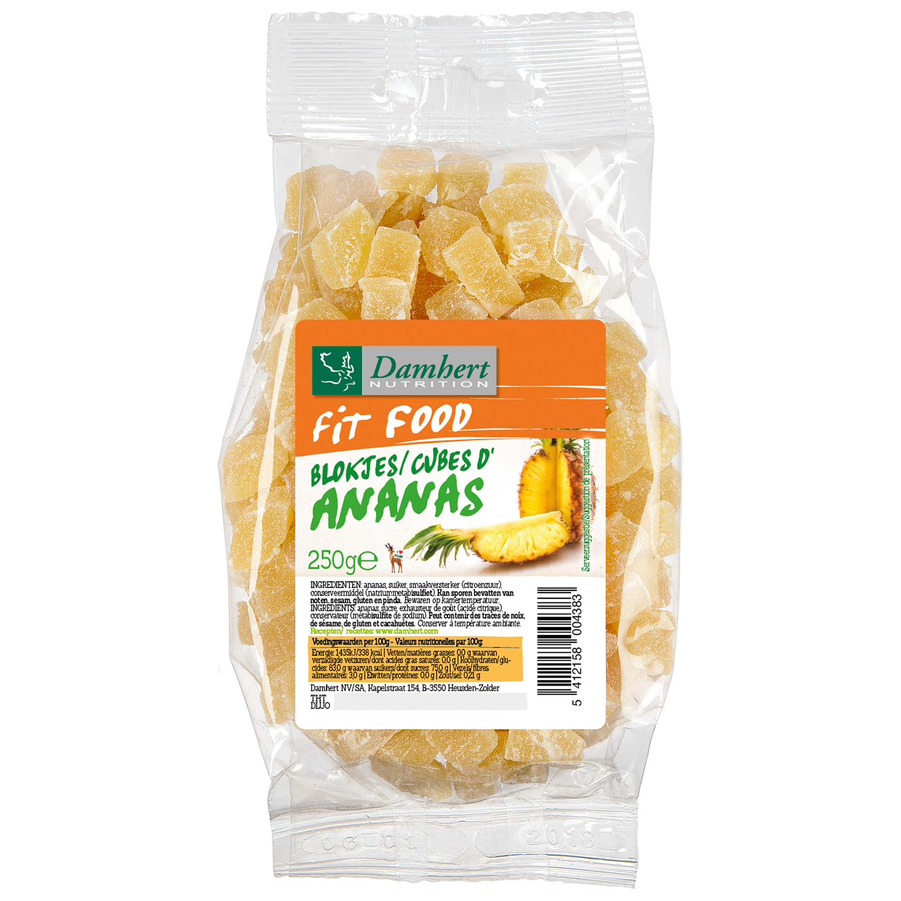 Damhert Fit food ananasblokjes 250.00 Gram