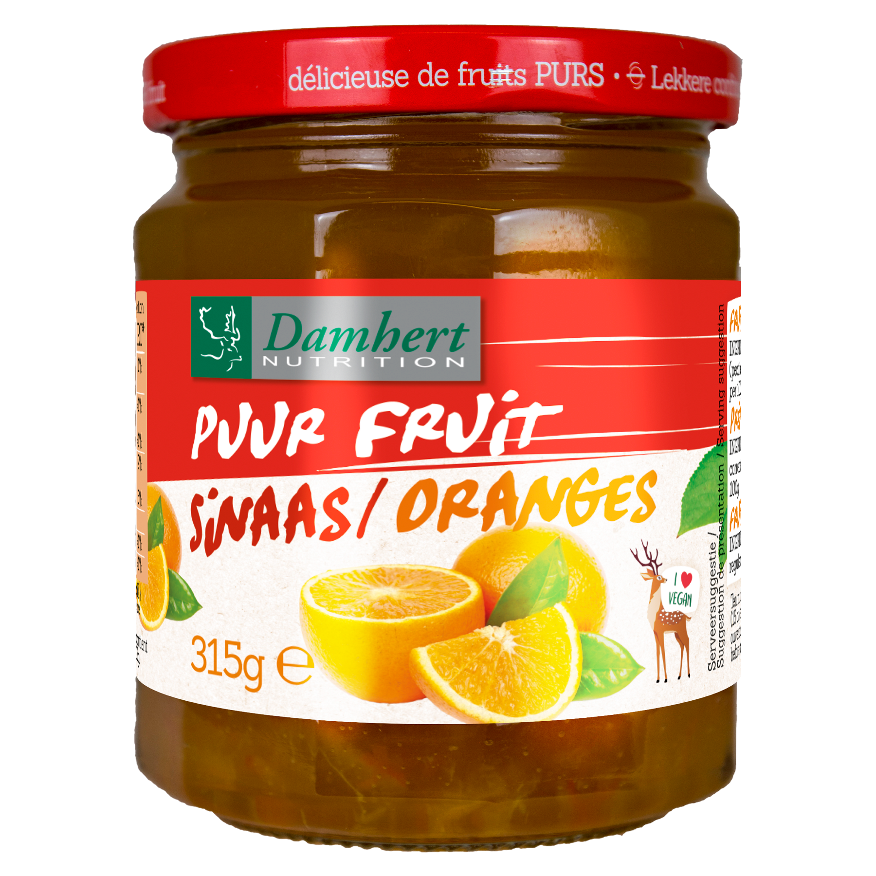 Damhert Puur fruit confituur sinaas 315.00 Gram