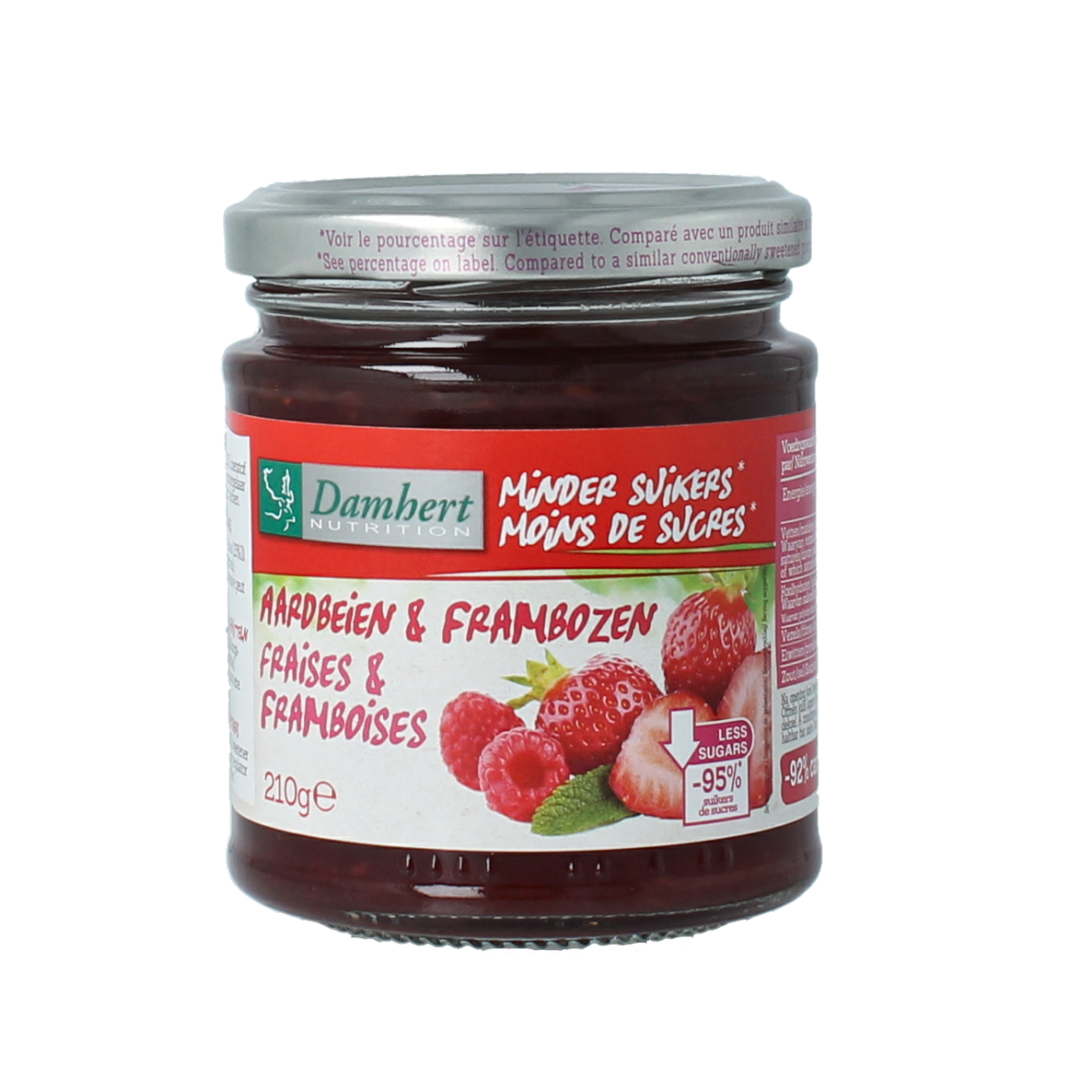 Damhert Confituur aardbei/framboos low carb 210.00 Gram