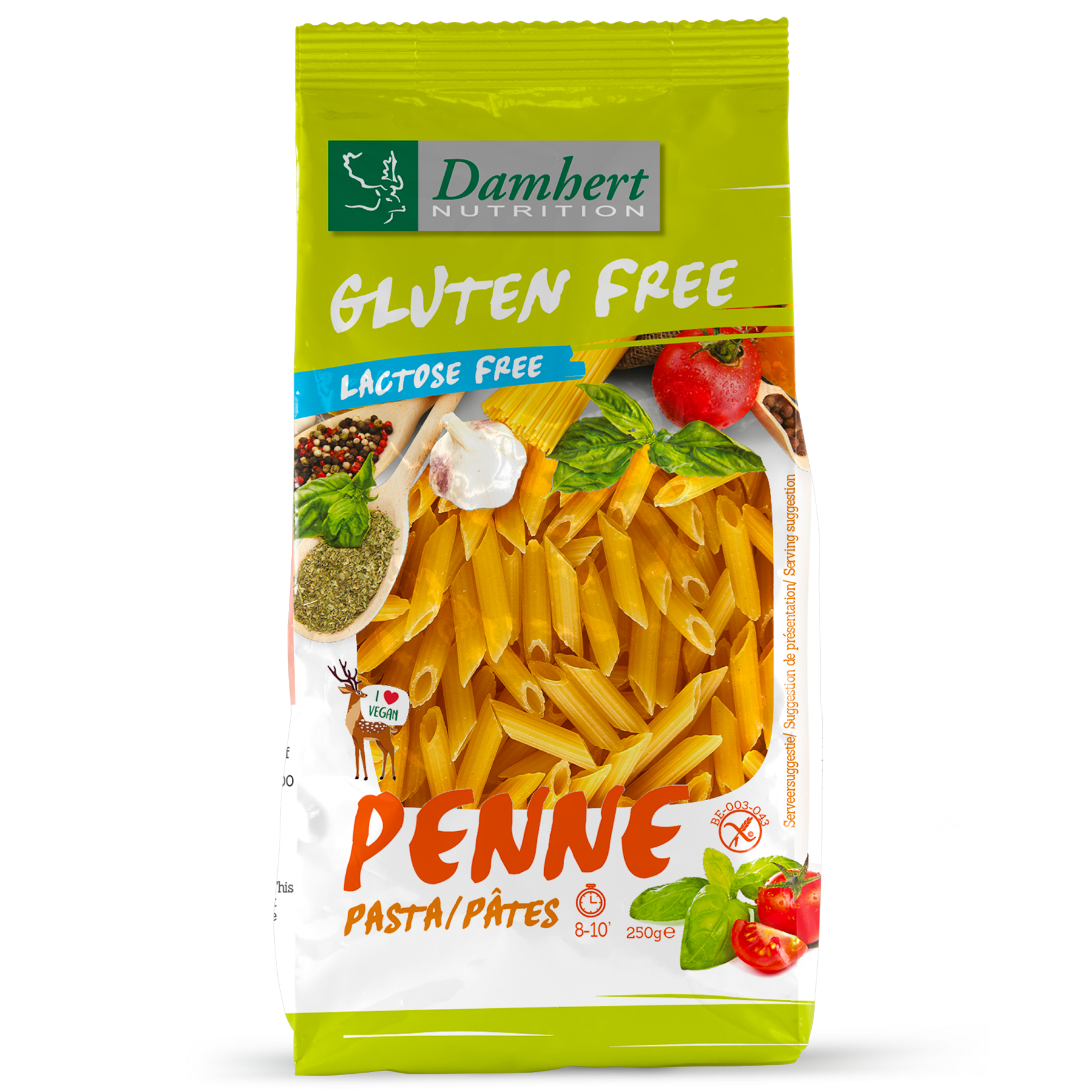Damhert Pasta penne glutenvrij 250.00 Gram