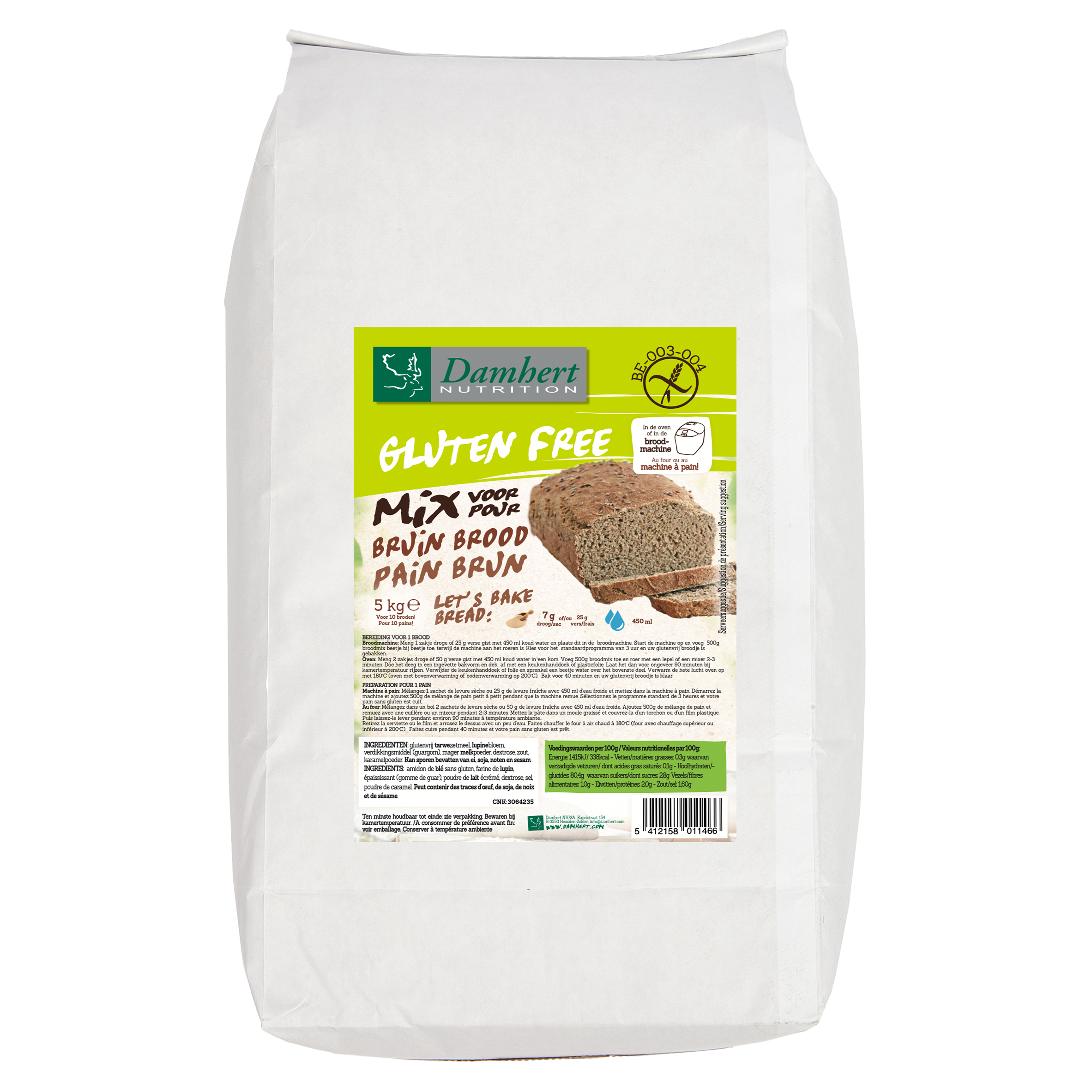 Damhert Broodmix bruin glutenvrij 5.00 Kilogram