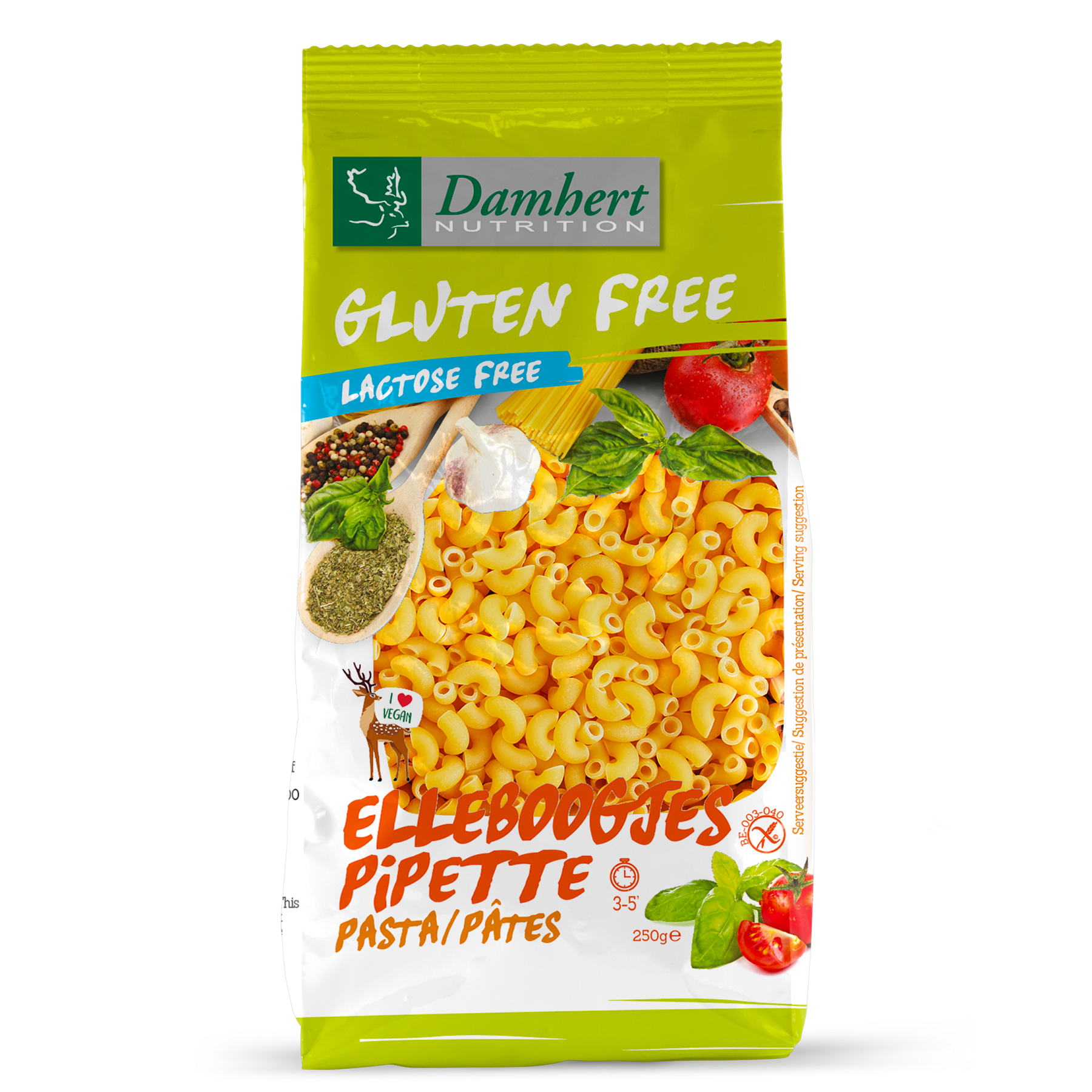 Damhert Pasta elleboogjes glutenvrij 250.00 Gram