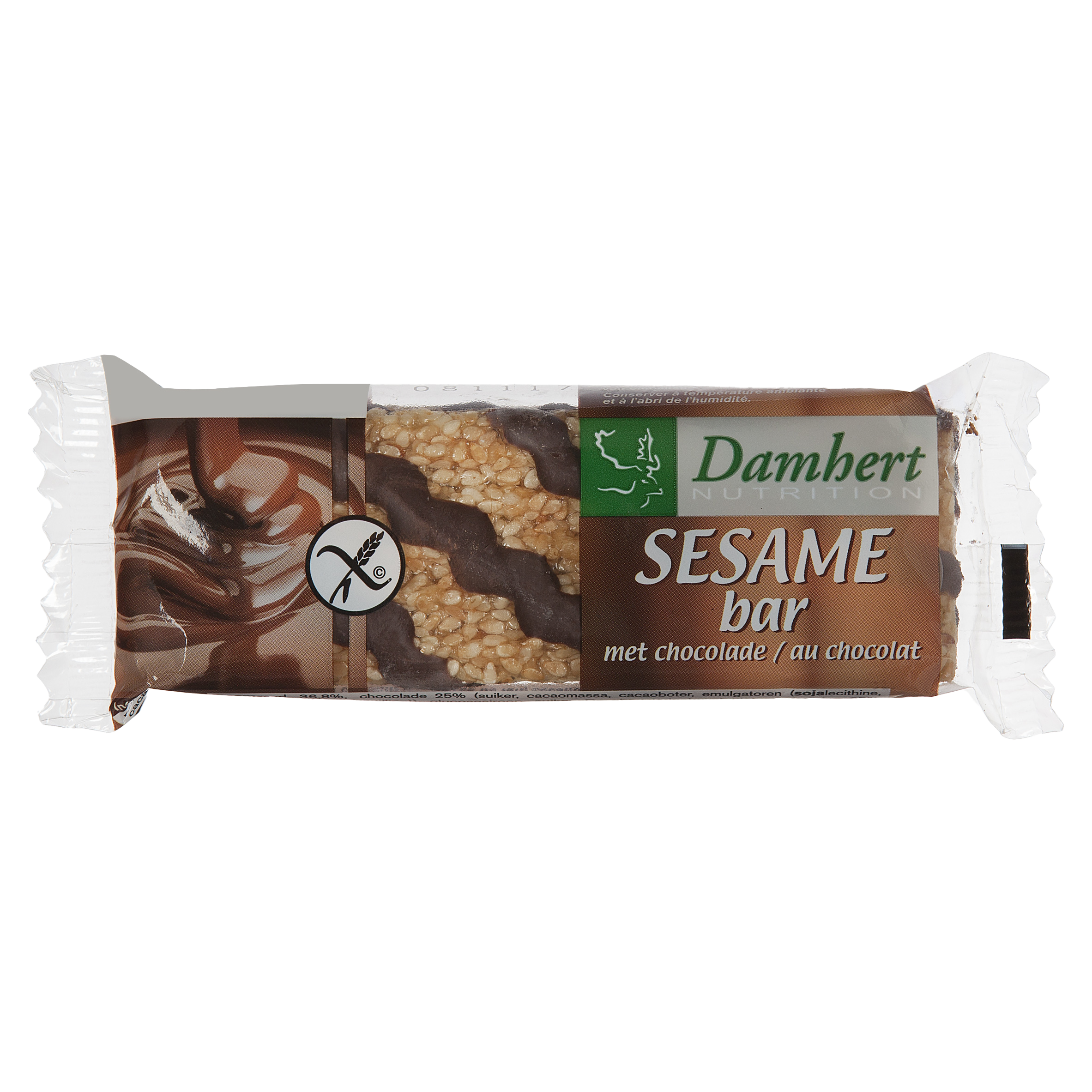 Damhert Sesambar chocolade glutenvrij 45.00 Gram